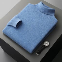 thumbnail for Autumn and winter pure 100 woolen sweater, men's half-high neck pullover sweater, thickened plus-size cashmere sweater, men's undershirt