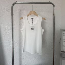 thumbnail for Lu + New Style Chest Letter Embroider Logo Casual Versatile Round Neck Sleeveless Suspender Slim Vest T-Shirt for Women