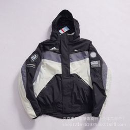 thumbnail for 男式夹克秋冬季NK硅胶小标NOCTA刺绣字母美版连帽夹克羊羔毛外套