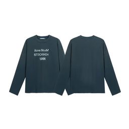 thumbnail for Trendy Brand Washed and Distressed Letter Print High Street Long-Sleeve Loose-Fitting Unisex Couple Cross-Border T-Shirt