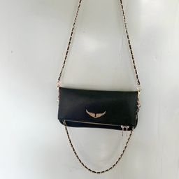 thumbnail for French Jindian Zv leather small square bag foreign trade European and American fashion all-match wings underarm single shoulder diagonal bag