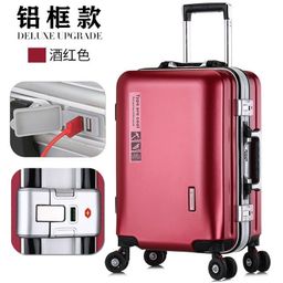 thumbnail for Manufacturer Wholesale Men's and Women's Trolley Case K-Style Internet Celebrity Aluminum Frame Suitcase Universal Wheel Suitcase 24inch Password Box