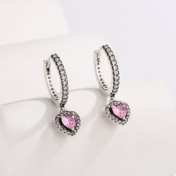 thumbnail for Panjia White Copper Silver-Plated Sparkling Pink Heart Ring Earrings Earrings Bracelet Necklace Pink Heart Set