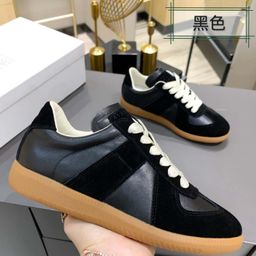thumbnail for 24mm6 Retro German Training Shoes New Genuine Leather White Shoes Men's Lace-Up Round Toe Flat Casual Sports Couple Sneakers