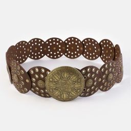 thumbnail for Nuevo y2g transfronterizo Venta caliente de la correa de las mujeres de Europa y América retro Denim occidental personalidad cinturón redondo hueco fuera