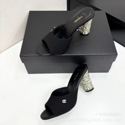 thumbnail for 2025 spring/summer new small fragrance style sexy rhinestone pearl sandals thick heeled high heel open-toe sandals for women