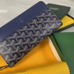 thumbnail for New Goyard Goya Dog Tooth Wallet Goyard Long Zipper Export Printing Unisex Bag Coin Purse