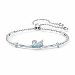 thumbnail for Shijia Gradient Black Blue Swan Bracelet Women's Swarovski Element Crystal Blue Swan Pull Shrink Bracelet
