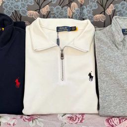 thumbnail for Cross-border foreign trade R*L Ralph American pony standard fleece thickened half zipper pure cotton ultra-soft stand-up collar men's and women's tops