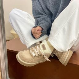 thumbnail for Sampo's new Highland lowmel wool meel lace-up casual low-top sheepskin wool platform boots snow boots