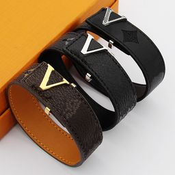 thumbnail for Wholesale hot gold V leather bracelet gray black flower wide leather bracelet old flower leather bracelet men's and women's leather bracelet