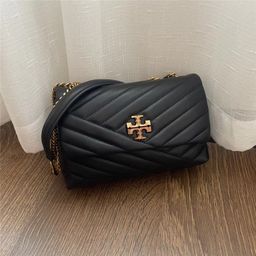 thumbnail for TB new Kira women's bag large oil wax cowhide 319 small sheepskin 327 square buckle shoulder cross-body chain bag