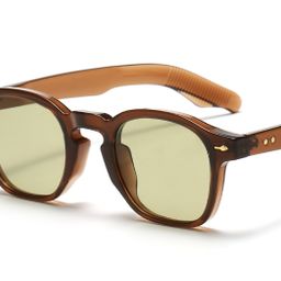 thumbnail for Óculos de sol com armação redonda clássica retrô europeia e americana estilo Hong Kong masculino e feminino proteção solar óculos de sol texturizados versáteis roupas de tendência de viagem