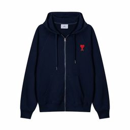 thumbnail for Cross-border Trendy Brand ami cuninkon Zipper Cardigan Jacket Classic Love Embroidered Loose Men&#039s and Women&#039s Hooded Sweater