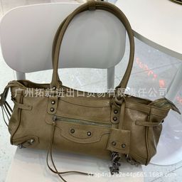 thumbnail for Cross-border new explosive B family lecity horizontal baguette rivet fringe shoulder bag handbag fashionable simple woman