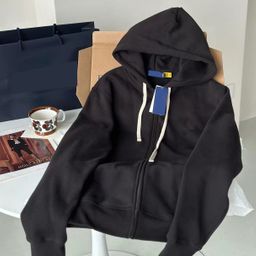 thumbnail for 25 Fall/Winter New Hooded Drawstring Embroidered Zipper Cardigan Athleisure Couple Outfit Plush Sweatshirt Jacket