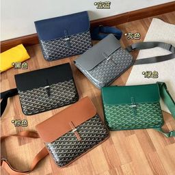 thumbnail for Unisex commuter briefcase, high version dogtooth messenger bag, leather envelope bag, flap, one shoulder crossbody chest bag