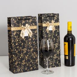 thumbnail for Spot red wine paper bag bow style portable red wine bag all kinds of gift packaging wine bag wholesale printing logo