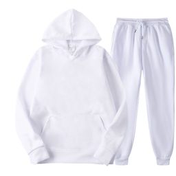 thumbnail for 2025 Cross-border Men's Spring and Autumn Solid Color Suit Hooded Sweatshirt Set Trendy Casual Sports Two-Piece Set