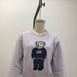 thumbnail for Niche design women's classic autumn/winter embroidered bear crewneck casual commuter style versatile stylish knit sweater