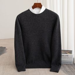 thumbnail for First-line clothing round neck 100 pure woolen sweater 24 autumn and winter men&#039;s warm solid color sweater knitted base shirt