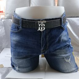 thumbnail for Men&#039s and women&#039s smooth buckle belt double-sided embossed inner wear genuine leather cowhide business belt trendy casual all-match pants belt