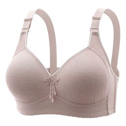 thumbnail for 2024 New Sexy Lace Noodles Bra Four Rows Three Buckle Sponge Cup Mother plus size Underwear Women