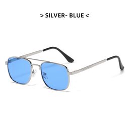 thumbnail for Gafas cuadradas simples de moda estilo coreano desgaste personalizado street shot gafas de sol de moda retro de doble haz de metal gafas de sol de las mujeres