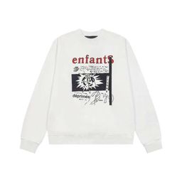 thumbnail for Erd Melancholic Rich Second Generation Lip Print Letter Print Washed Distressed Hooded Pullover Loose Casual Sweatshirt for Men and Women