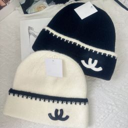 thumbnail for 2025 Fall/Winter Korean version in new small fragrance hat letter knitted hat versatile cold hat beanie hat is warm and fashionable
