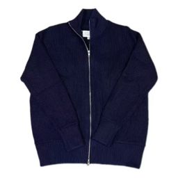 thumbnail for Ma family four-corner high version half high collar zipper Ma family style cardigan sweater jacket for men and women high gram heavy knitting