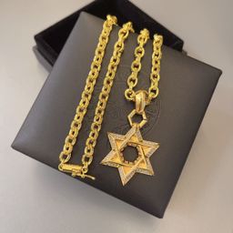 thumbnail for Light luxury gold full diamond hexagonal pendant classic letter chain set for men and women Universal neck ornament