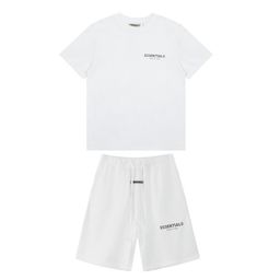 thumbnail for Fog Multi-Thread Essentials Stereo Silicone Letters Flocked Short-Sleeved High Street Casual Sports Shorts for Men and Women