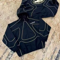 thumbnail for Cross-border NK Alcatraz co-branded hook jackets, jackets, hooded men's and women's trench coats, waterproof reflective strip tops, pants