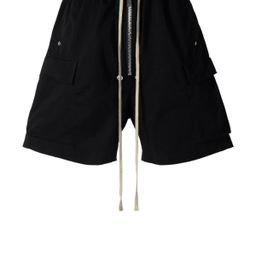 thumbnail for 2025 Dark RO Style Drawstring Multi-Pocket Cargo Shorts Men's Niche Casual Loose Straight Cropped Pants