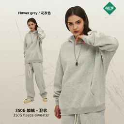 thumbnail for 2025 autumn and winter new loose velvet 350g trendy brand sweatshirt men's oversize thickened hooded trendy brand men's sweatshirt