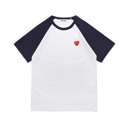 thumbnail for Trendy Brand Men's T-shirt Sleeve Men's Summer Pure Cotton Love Embroidered Black and White Couple White Crewneck Top for Women