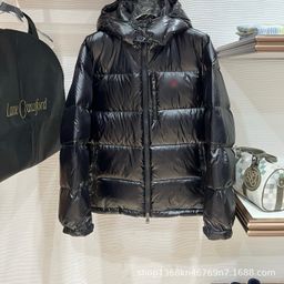 thumbnail for Cross-border pure original RL Xiaofu stand-collar hooded embroidered small label hooded down jacket, unisex solid color water-resistant type
