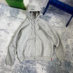 thumbnail for 25 autumn overseas hits co-branded fleece hook embroidered casual couple loose sports sweatshirt hooded cardigan