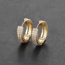 thumbnail for European and American Hip Hop Loop Square Earrings Micro-inlaid Zircon Trendy Double Row Full Diamond Earrings for Men and Women hiphop Earrings