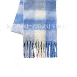 thumbnail for 2025 New Style Ac Warm Rainbow Plaid Long European and American Autumn and Winter Warm Soft Mohair Scarf