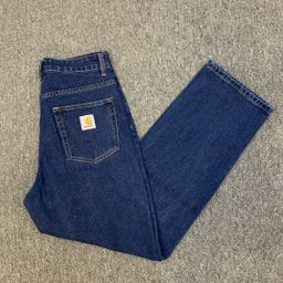 thumbnail for Carhartt WIP Landon Pants Pantalones de mezclilla rectos casuales con logo clásico de todo fósforo