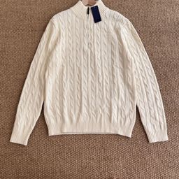 thumbnail for 25 Autumn American Classic Retro Cable Wool Sweater Half Zipper Stand Collar Loose Versatile Sweater for Men and Women