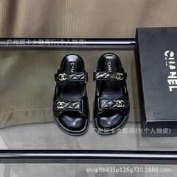 thumbnail for Summer new small fragrance wind rhombic diamond buckle velcro thick soft soled flatform outdoor roman beach casual women's sandals