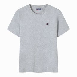 thumbnail for Camiseta de manga curta masculina bordada MY Tommy T0M versátil cross-border casual verão tops puro algodão em torno do pescoço camiseta cor pura