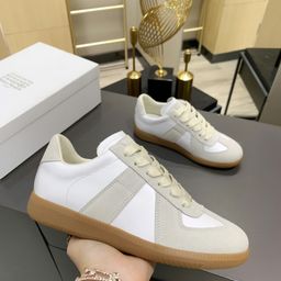 thumbnail for 24mm6 Retro Moral Training Shoes New Genuine Leather White Shoes Men&#039s Lace-Up Round Toe Flats Casual Sports Couple Sneakers