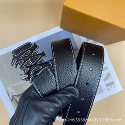 thumbnail for Popular Am Men's Belt with Smooth Buckle and Lychee Pattern, Suitable for Young People, Cross-Border Supply, Fashionable, Casual, Versatile Belt for Women