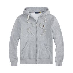 thumbnail for Plush Pony Autumn and Winter Rl Hooded Cardigan Pure Color Sweatshirt Embroidered Loose Large Size Top Men&#039s Polo Jacket