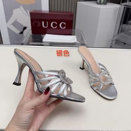 thumbnail for 2026 European and American g Brand New Fashion Women's Shoes with Thin High Heels, Patent Leather, Rhinestones, Slip-On, Simple Sandals for Outdoor Wear, Cross-Border