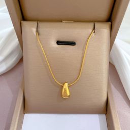 thumbnail for [Full Body Titanium Steel] Whole Body Titanium Steel Furnace Real Gold Frosty Necklace Female Ins Net Red Clavicle Chain Accessories